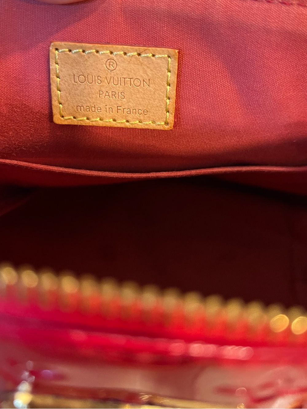 Louis Vuitton Red Vernis Patent Tote with Tan Handles - Picture 6 of 10